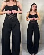 Pantalone baggy con pence nero