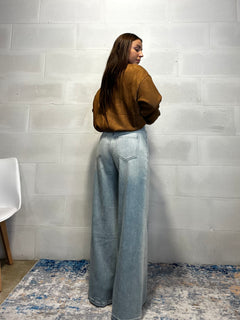 Jeans a palazzo chiaro ultra morbido