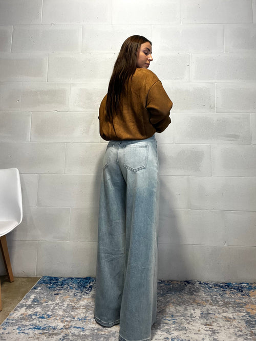 Jeans a palazzo chiaro ultra morbido