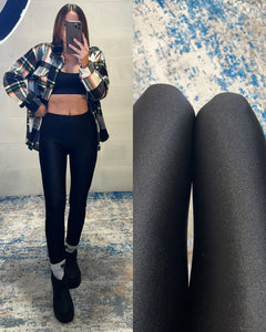 Leggings felpato metallizzato nero