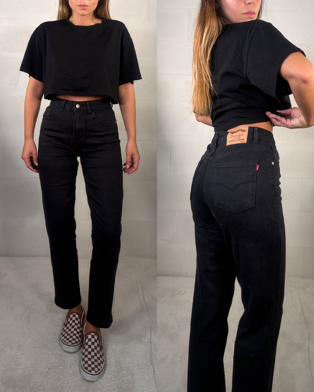 Denim mom fit slim nero 7/8