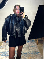 Bomber in ecopelle interno imbottito in ecopelliccia