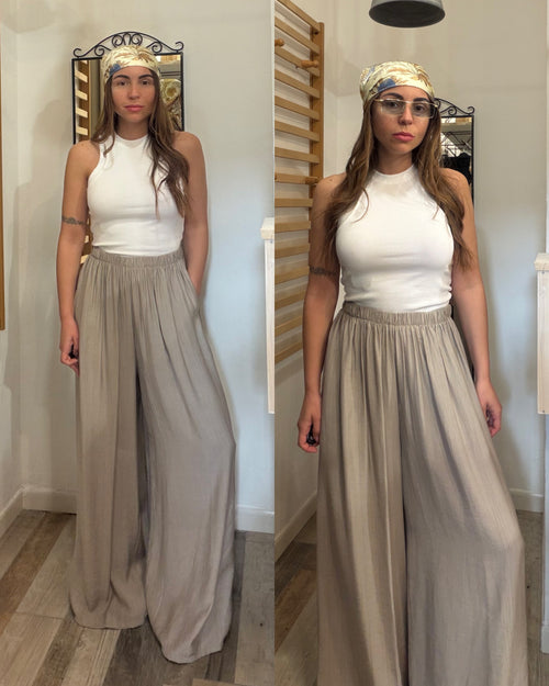 Pantalone in viscosa ultra leggero Atene tortora