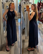 Maxi abito ultra leggero Tulum blu