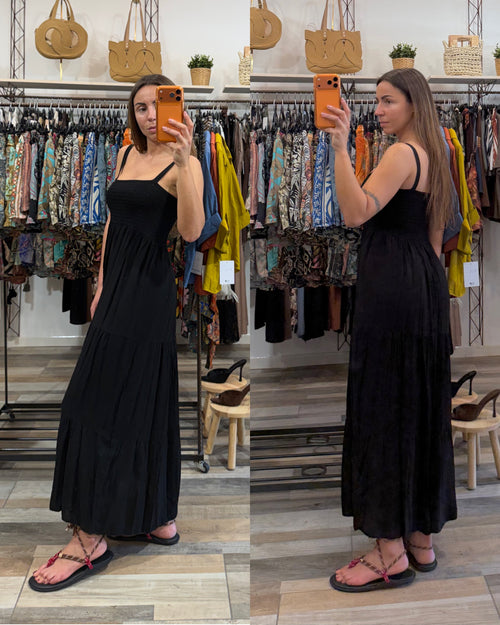 Maxi abito in 100% viscosa marrone nero