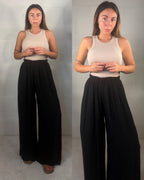 Pantalone in viscosa increspato nero