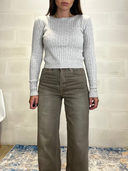 Pull lavorazione trecce beige