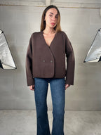 Cardigan fatto a giacca testa di moro