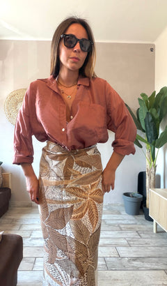 Camicia over in tencel terracotta rosata