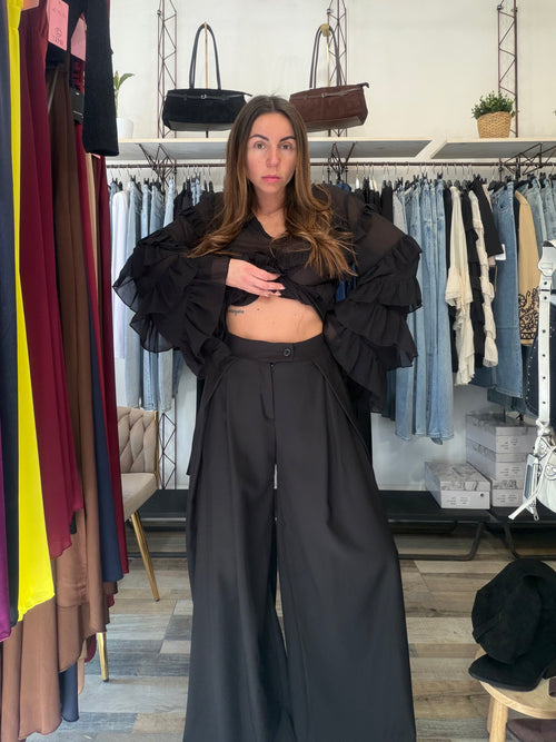 Pantalone sartoriale maxi pence nero