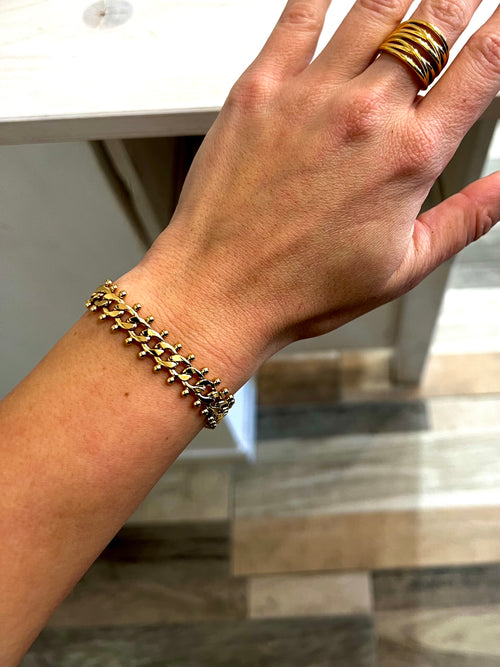 Bracciale maglia piatta dorato