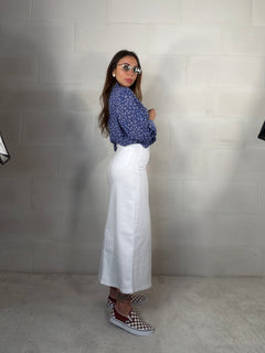Maxi gonna in denim bianca