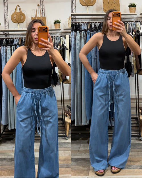 Denim con coulisse in tela leggera