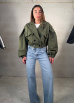 Bomber Trench verde militare foderato