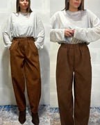Pantalone baggy in velluto camel