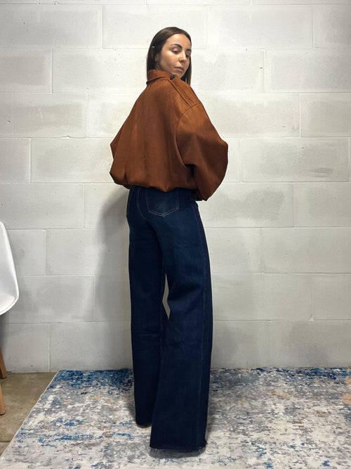 Giacca scamosciata Trend color ruggine foderata