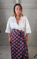 Camicetta Princess con ricami manica 3/4 bianca 100% cotone