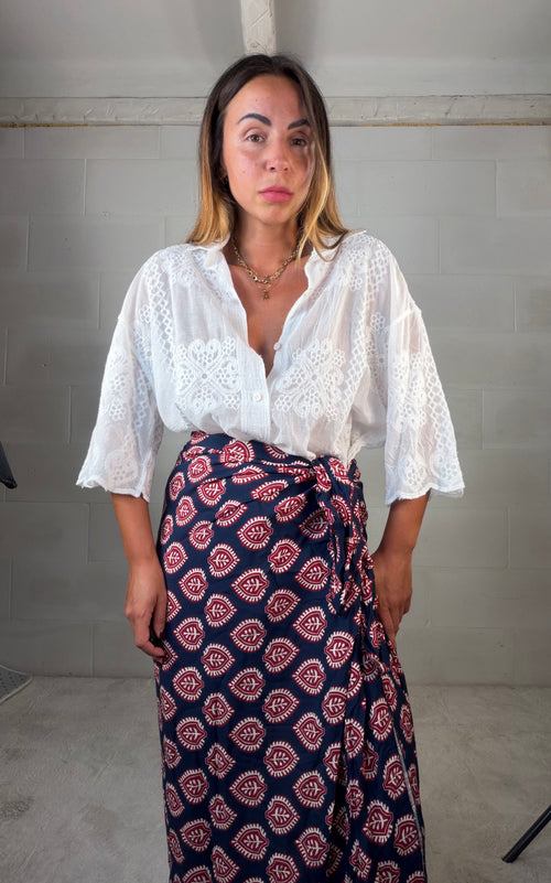 Camicetta Princess con ricami manica 3/4 bianca 100% cotone