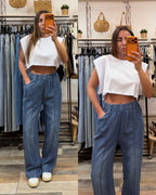Pantalone in tela leggera lavaggio medio 100% cotone