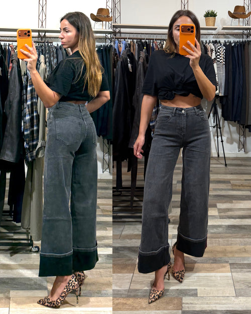 Denim piegone grigio scuro 7/8