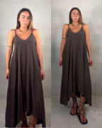 Maxi abito Arzachena in Tencel marrone