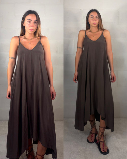 Maxi abito Arzachena in Tencel marrone