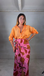 Camicia over in tencel arancio