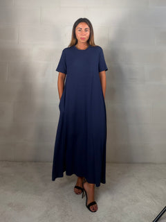 Maxi abito t-shirt in viscosa “per tutte le taglie” blu