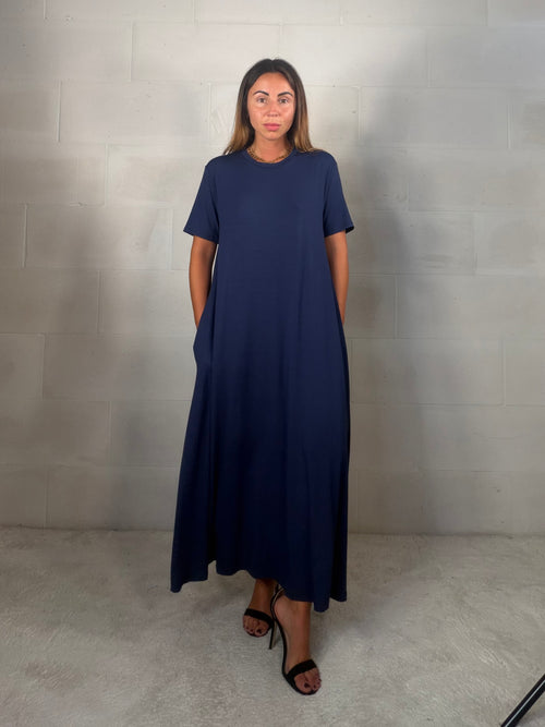 Maxi abito t-shirt in viscosa “per tutte le taglie” blu