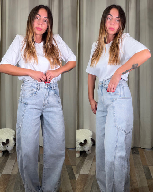 Denim baggy lavaggio extra chiaro