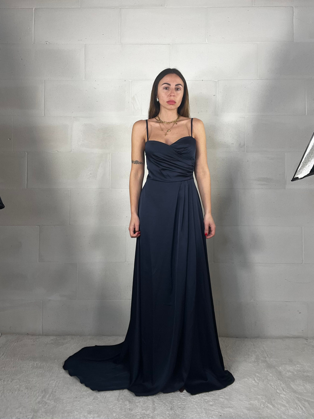 Maxi abito da cerimonia Venere blu notte con strascico