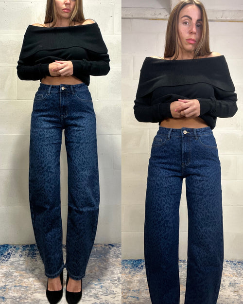 Denim animalier baggy