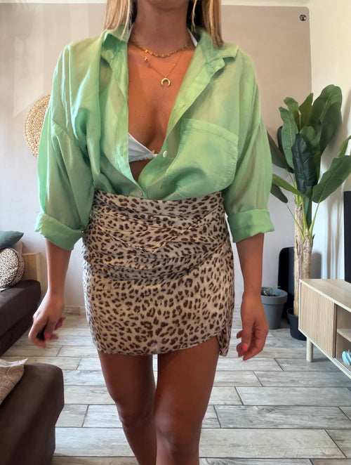 Camicia over in tencel verde menta