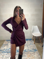 Tutina elasticizzata con coppe color prugna Selvaggia