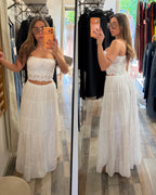 Maxi gonna con sottoveste 100% cotone a balze bianca