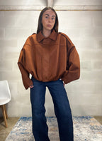 Giacca scamosciata Trend color ruggine foderata