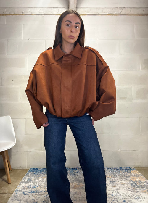 Giacca scamosciata Trend color ruggine foderata