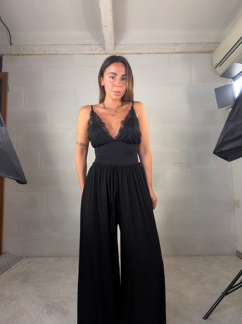 Pantalone in 100% viscosa nero Paris
