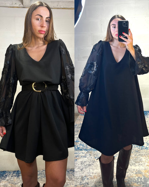 Vestito ampio manica velata