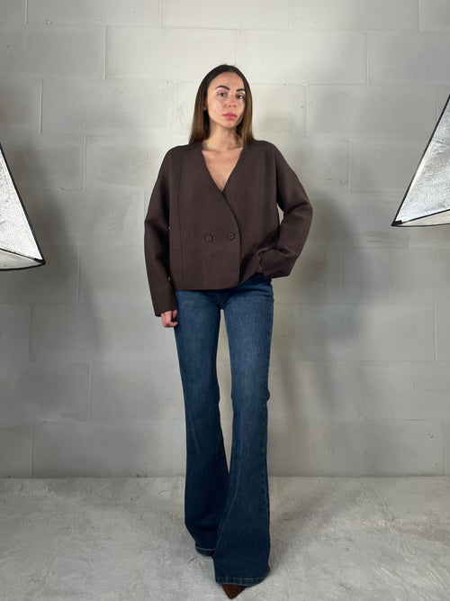 Cardigan fatto a giacca testa di moro