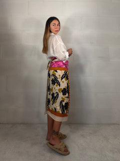 Pareo o maxi foulard in 100% cotone fantasia fucsia