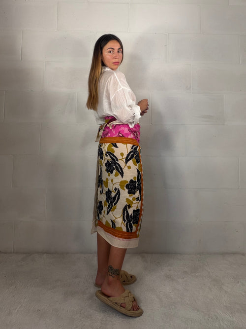 Pareo o maxi foulard in 100% cotone fantasia fucsia