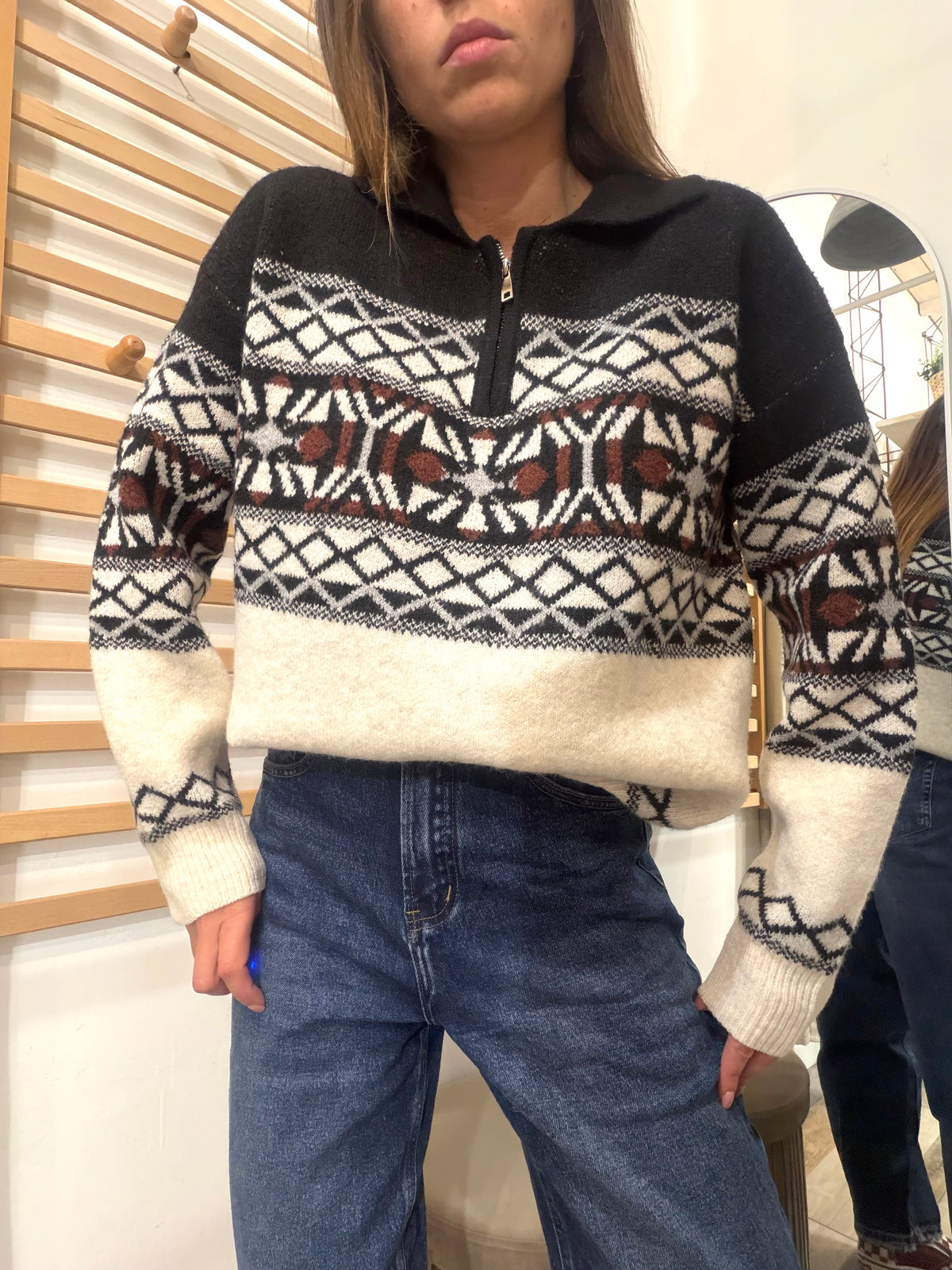 Pull polo con zip St. Moritz nero