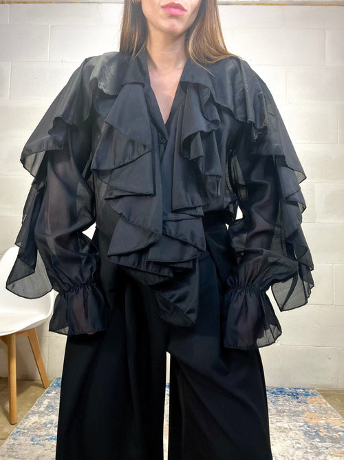 Camicetta balze nera