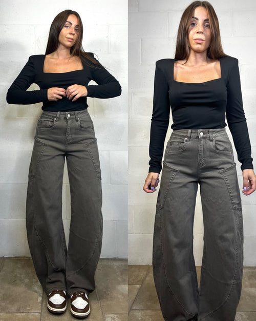 Jeans balloon fit marrone