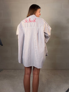 Camicione over rigato St.Barth marrone