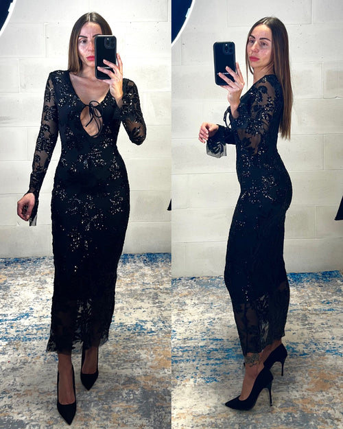 Maxi abito lavorazione paillettes