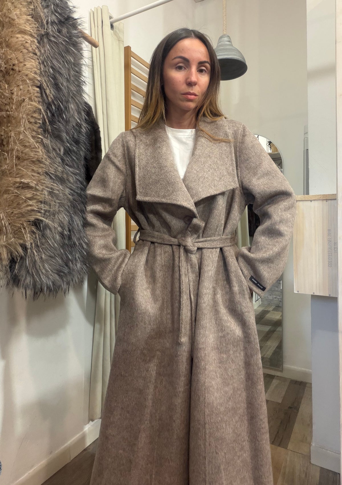 Cappotto in 70% lana Hand made beige