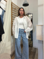 Camicia over in tencel bianca