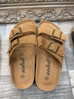 Ciabatta Arizona camel suede suola in vera pelle